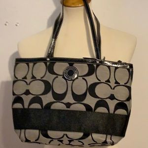 Coach f19046stripe tote bag